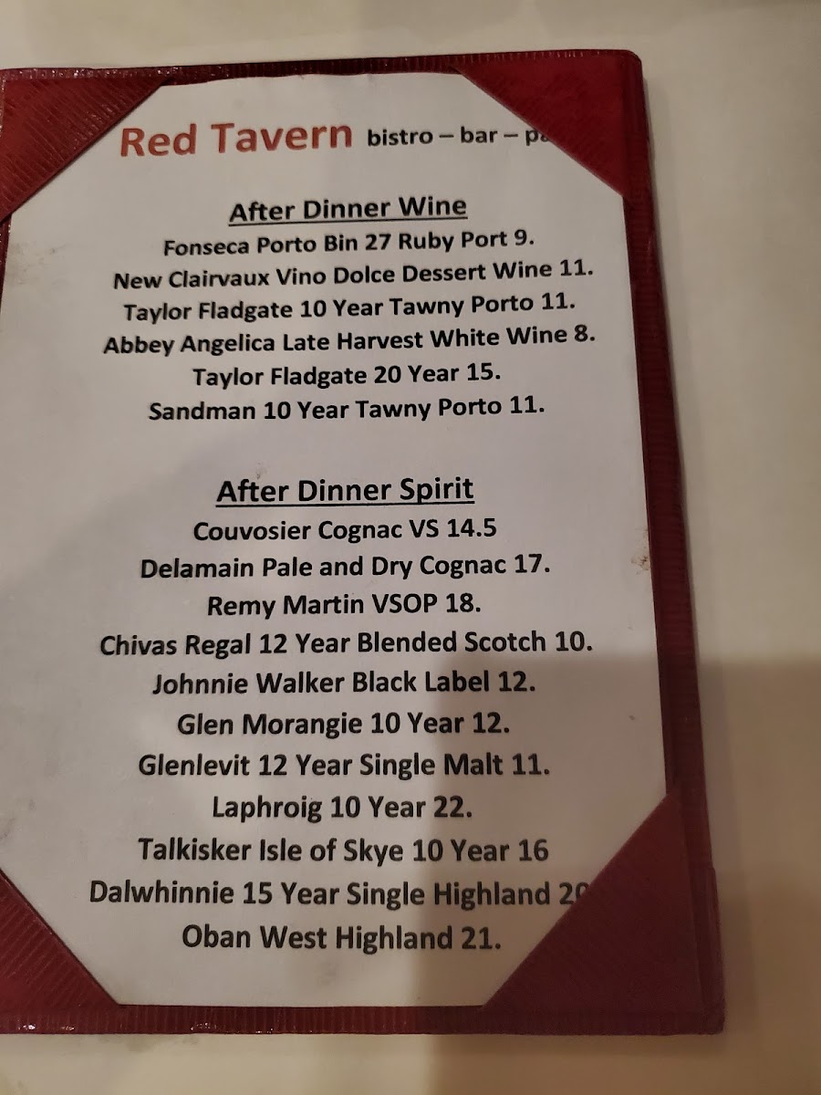 Menu - Red Tavern photo 4